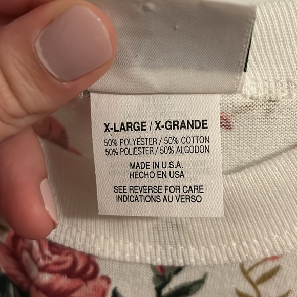 Vintage Floral Short Sleeve Sweatshirt XL - Picture 3 of 4